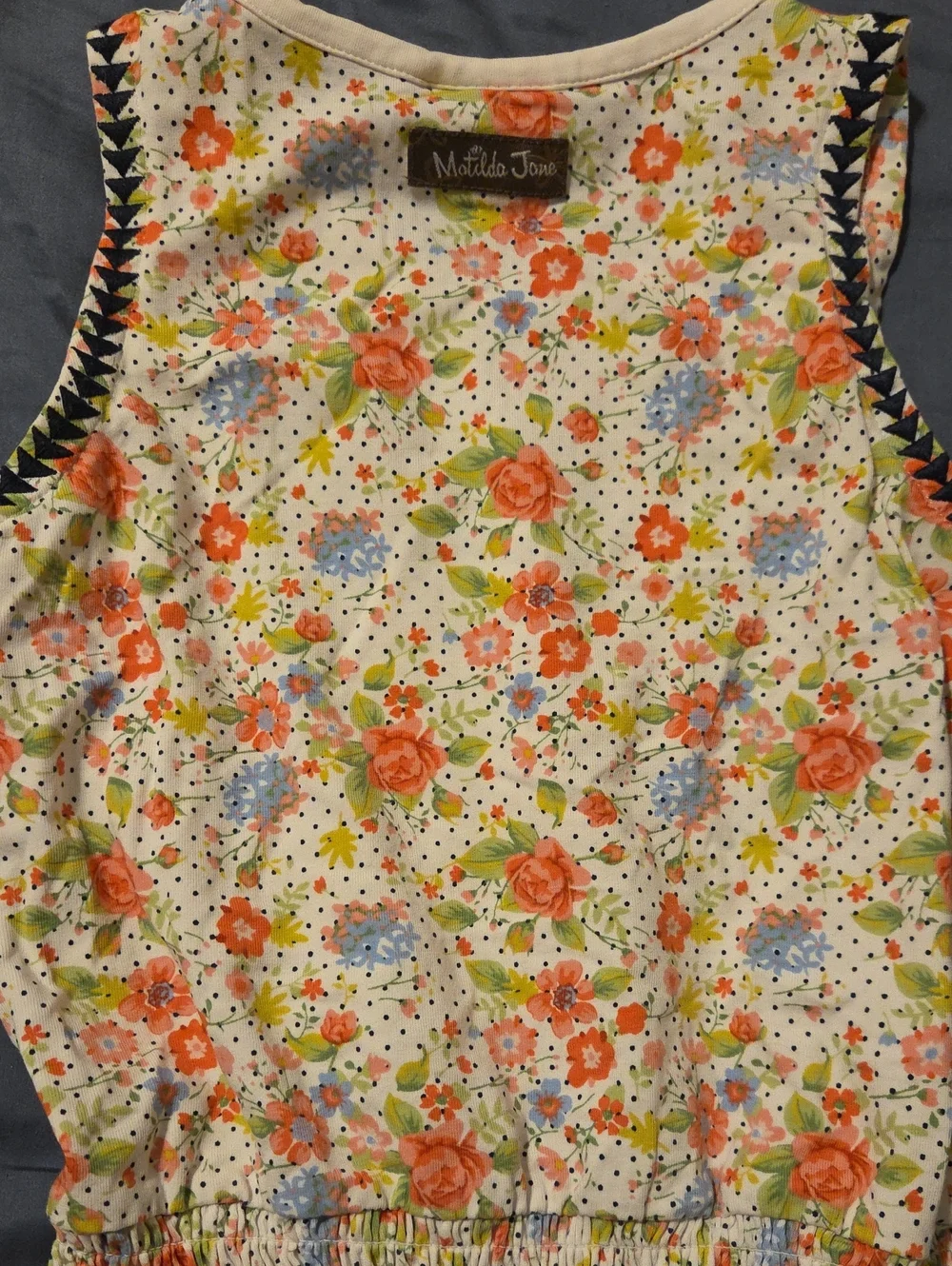 Matilda Jane White Floral Sleeveless Top with Pink Coral & Light Blue Flowers